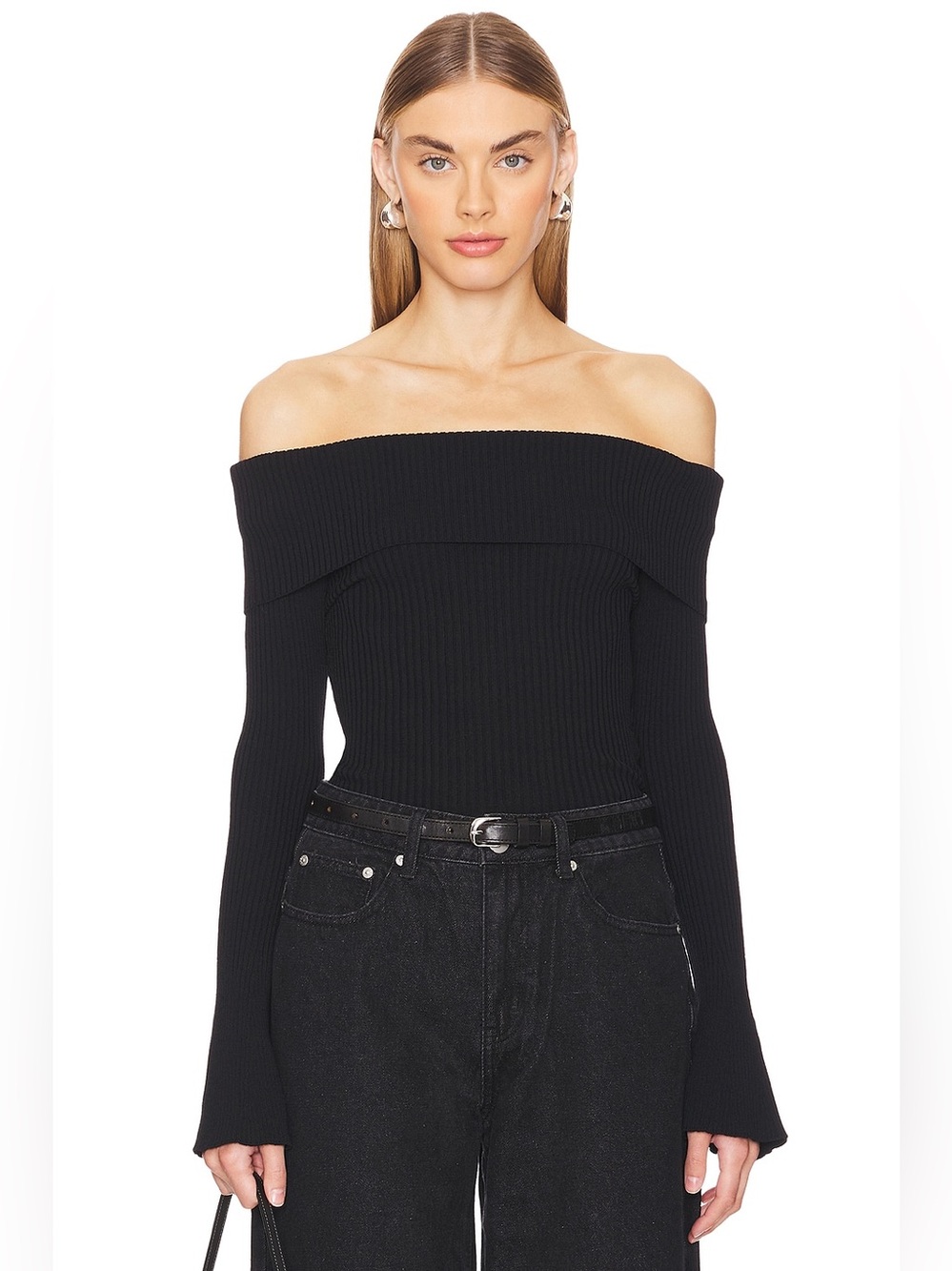 NWT - More To Come Candace Off Shoulder Sweater in Black - Size S